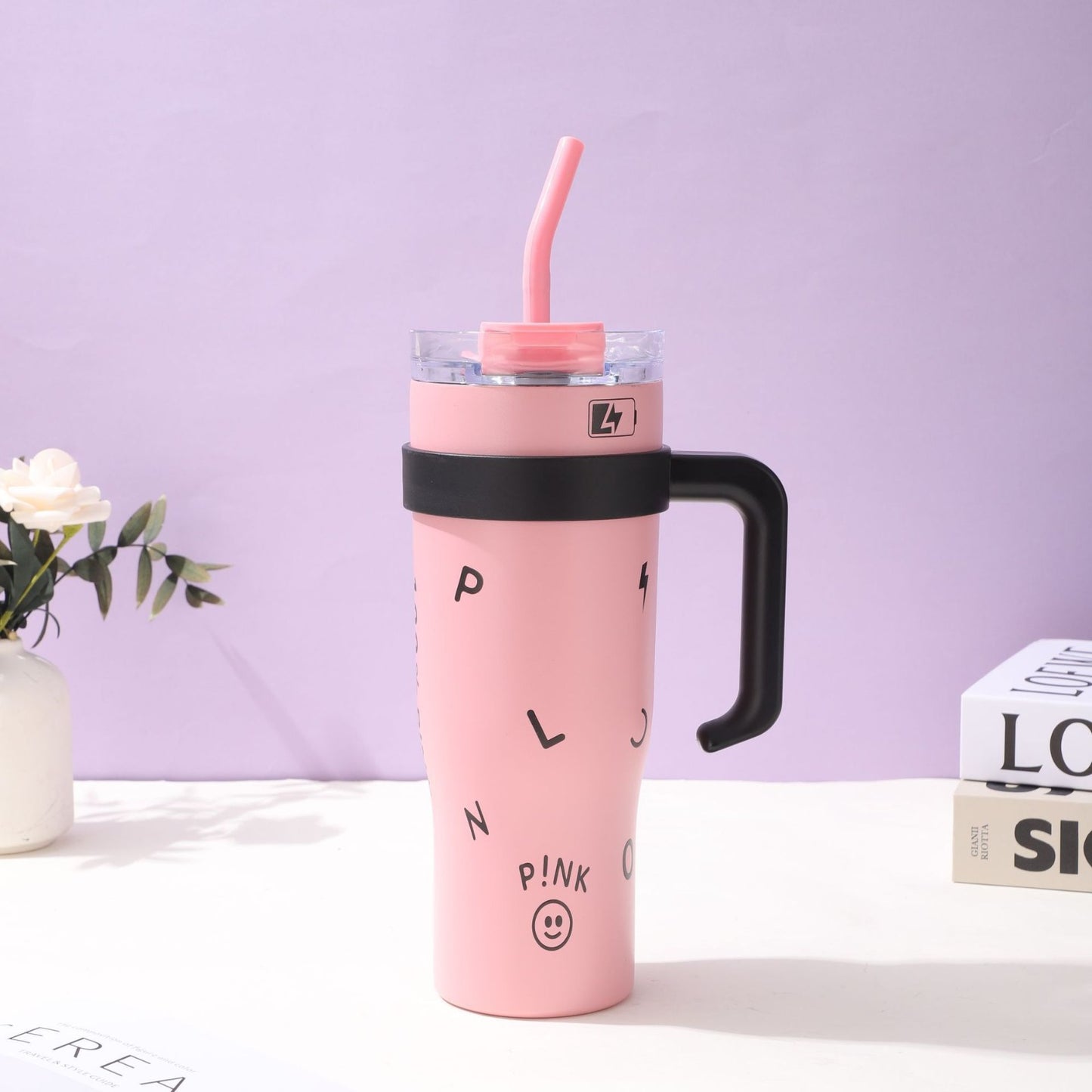 Limited Edition Pink HydraFlex Bottle 1200 ML with Metal Straw