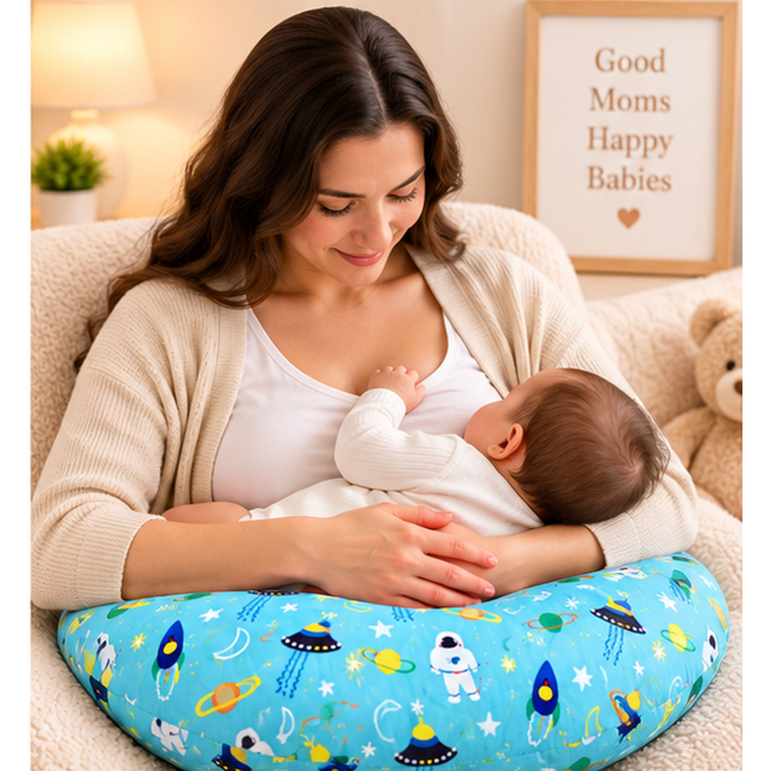 Skueezy Blue Space Print Baby Nursing & Feeding Pillow