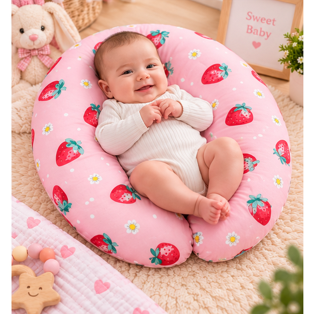 Skueezy Strawberry Print Baby Nursing & Feeding Pillow