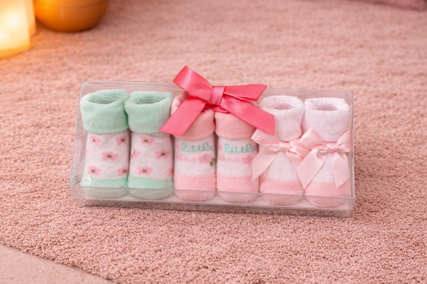 Cute Printed & Bow Design Baby Socks Gift Set