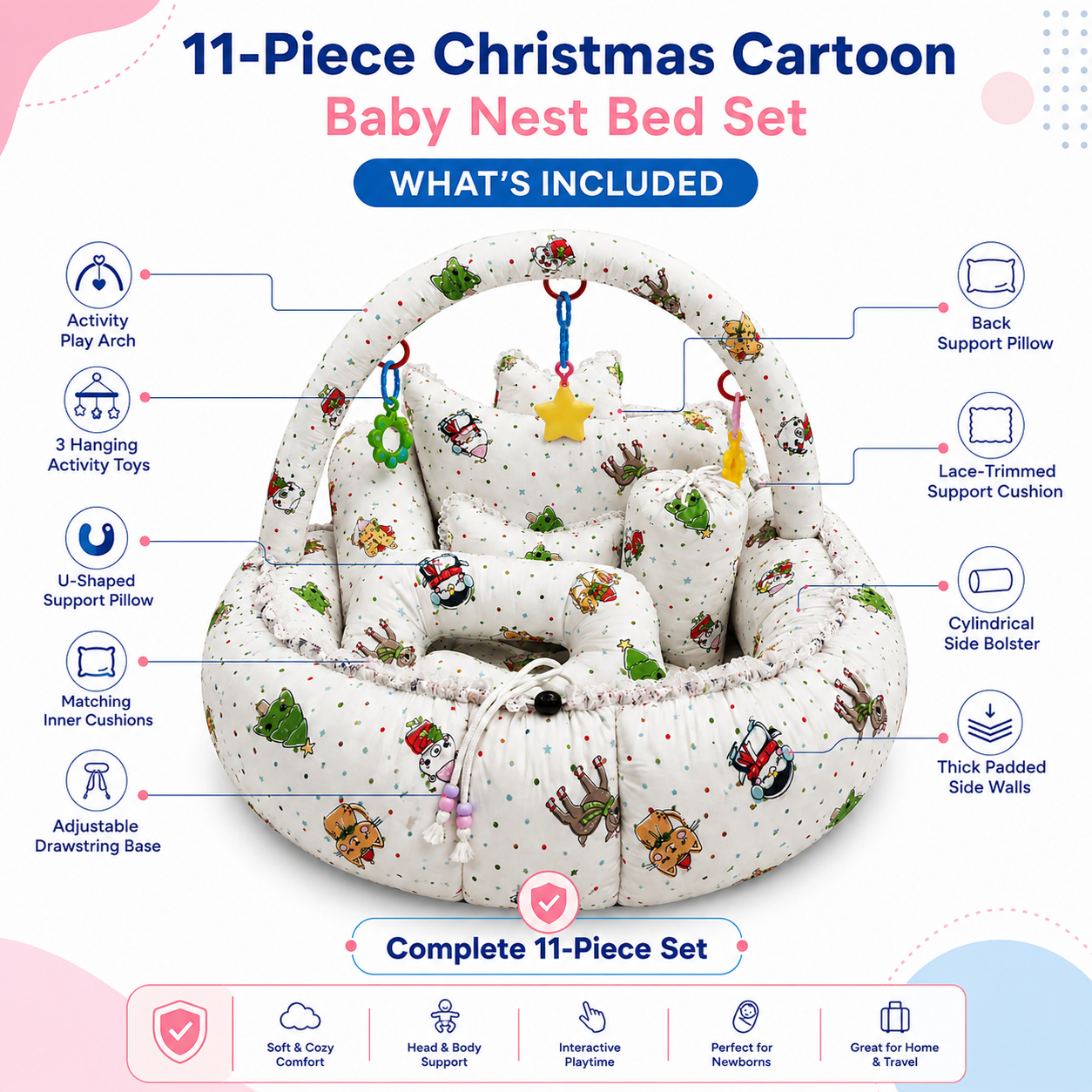 Christmas Cartoon 11Pc Bed Set