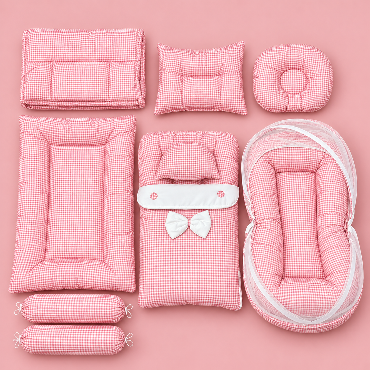 Pink Gingham 8-Piece Baby Bedding Set