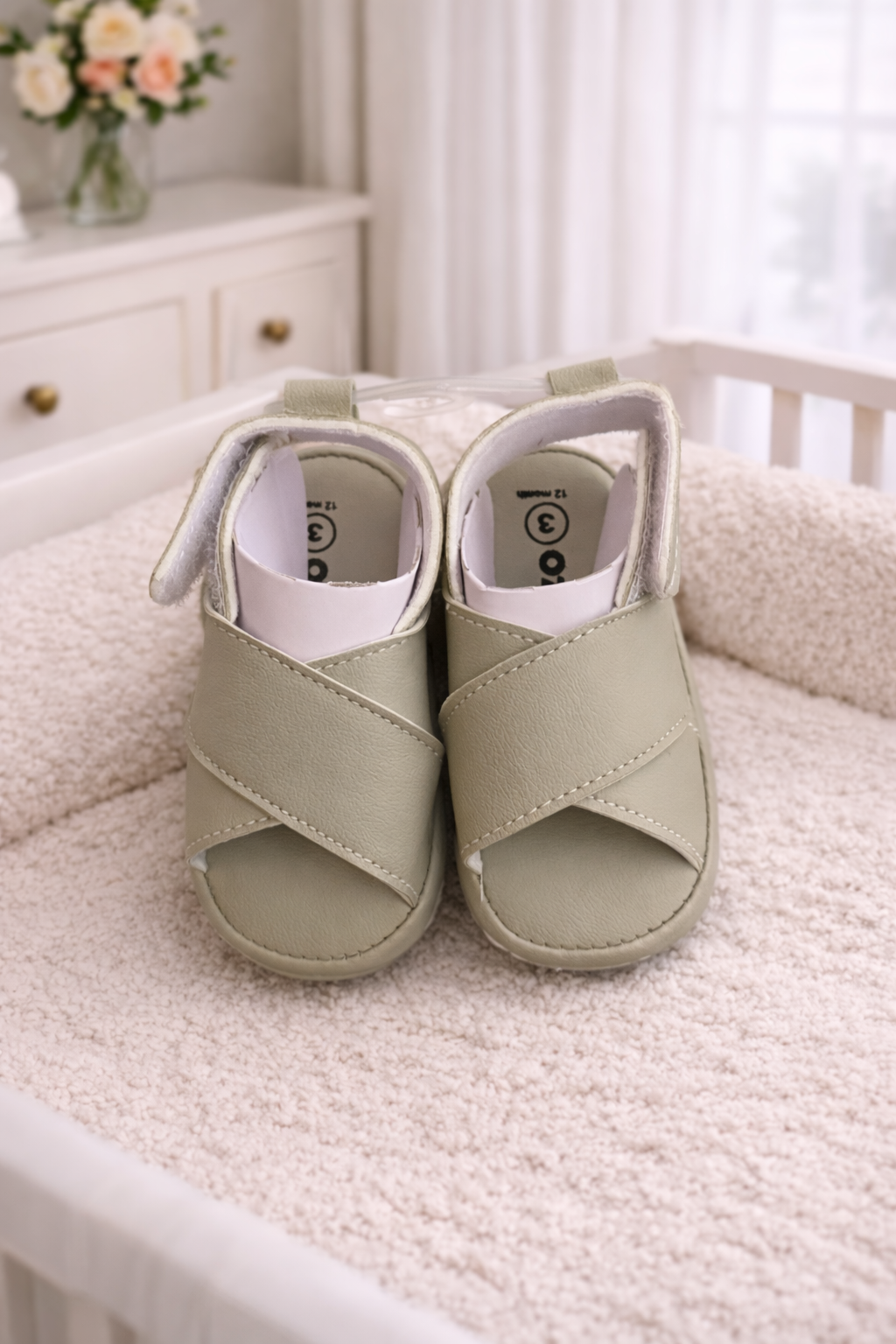 Olive Cross Baby Sandals