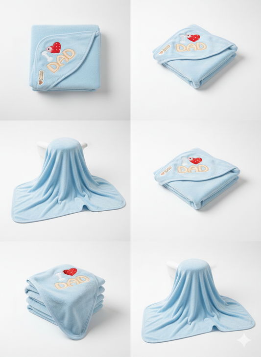 Love Dad Hooded Baby Bath Towel