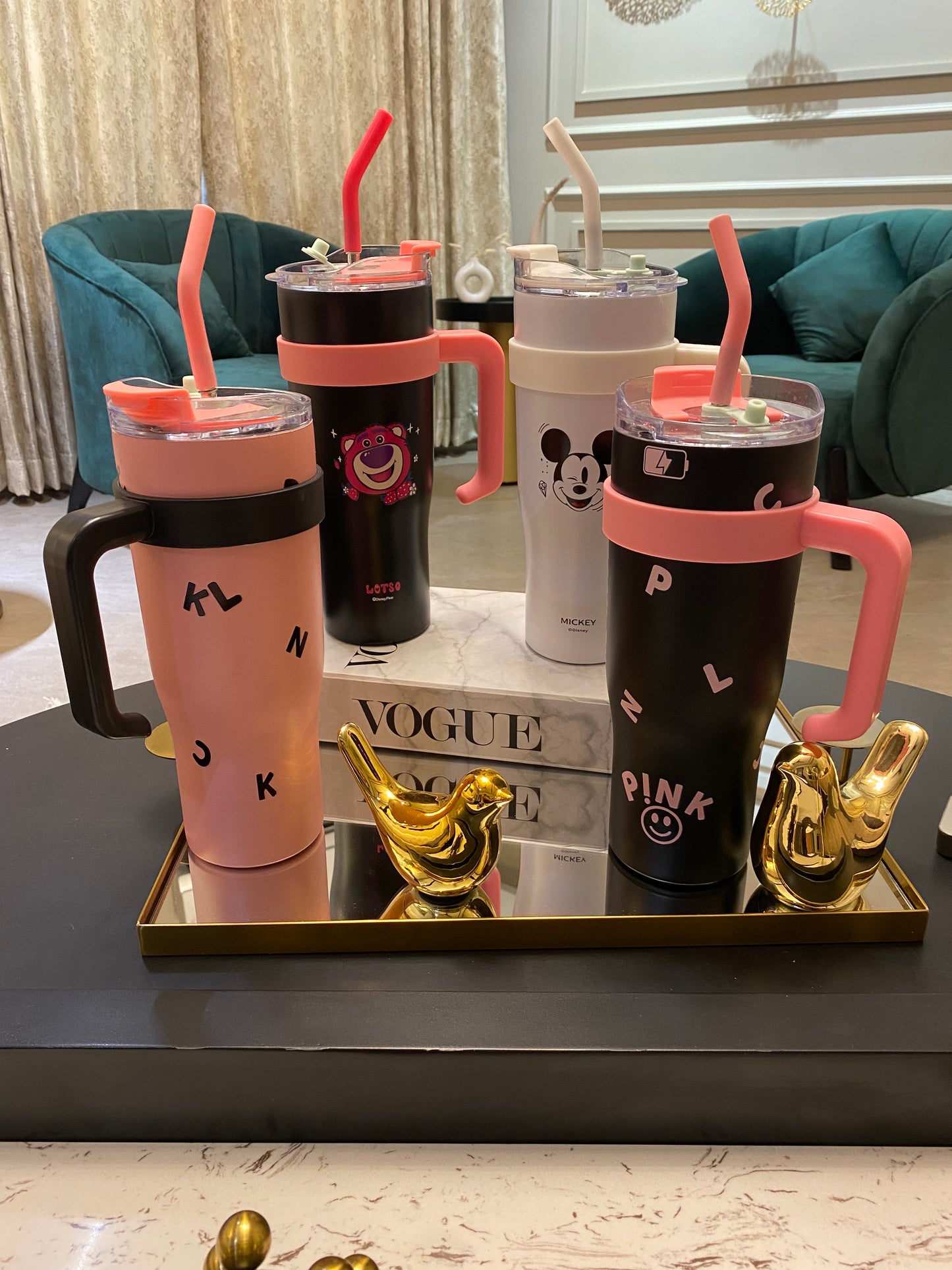 Pink Bear HydraFlex Bottle 1200 ML with Metal Straw