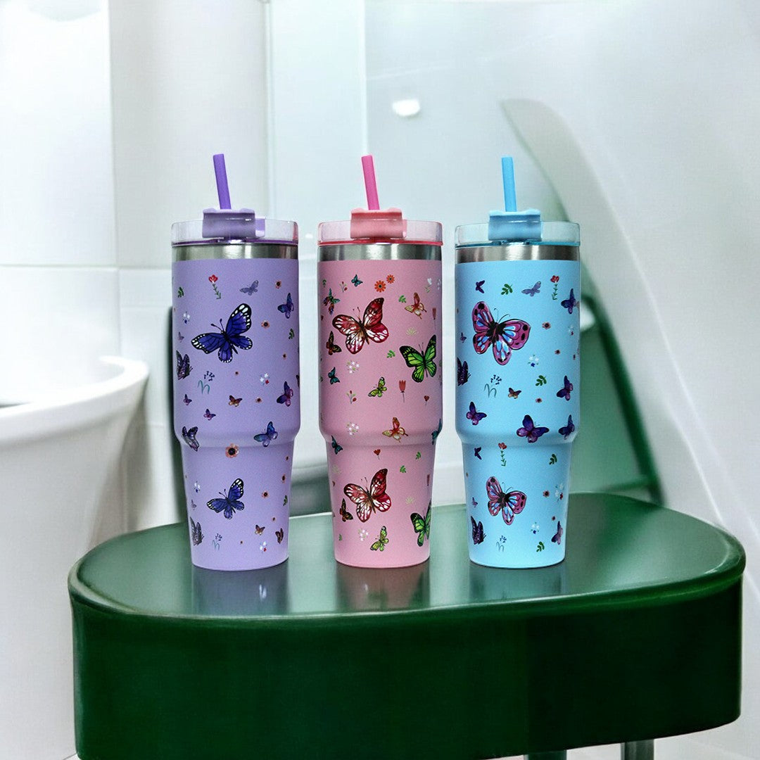 Blue Butterfly Bliss 890ML with Straw