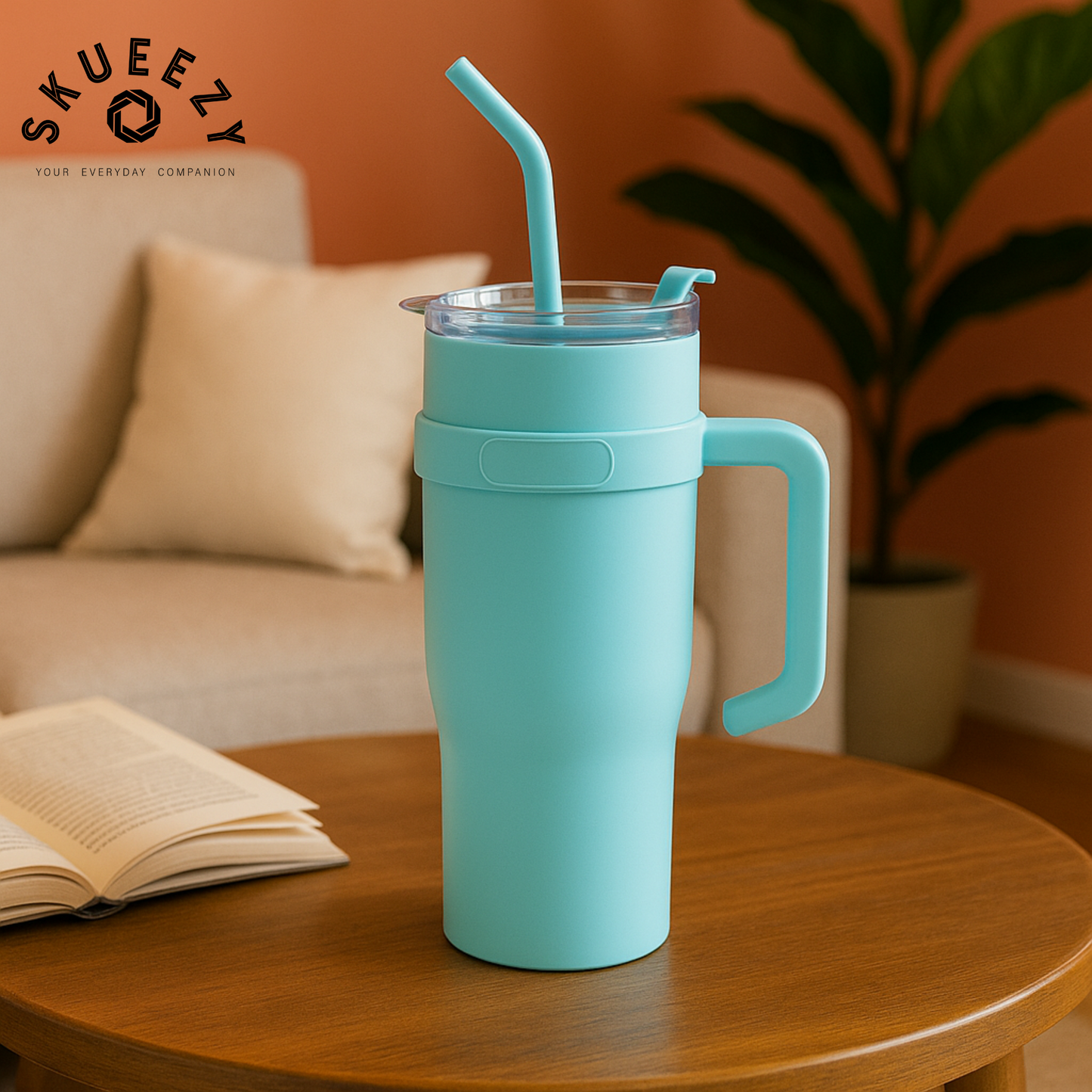OceanBreeze Stainless Steel Tumbler 1200ML with Metal Straw