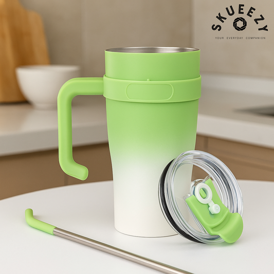 FreshGlow Stainless Steel Tumbler 1200ML with Metal Straw