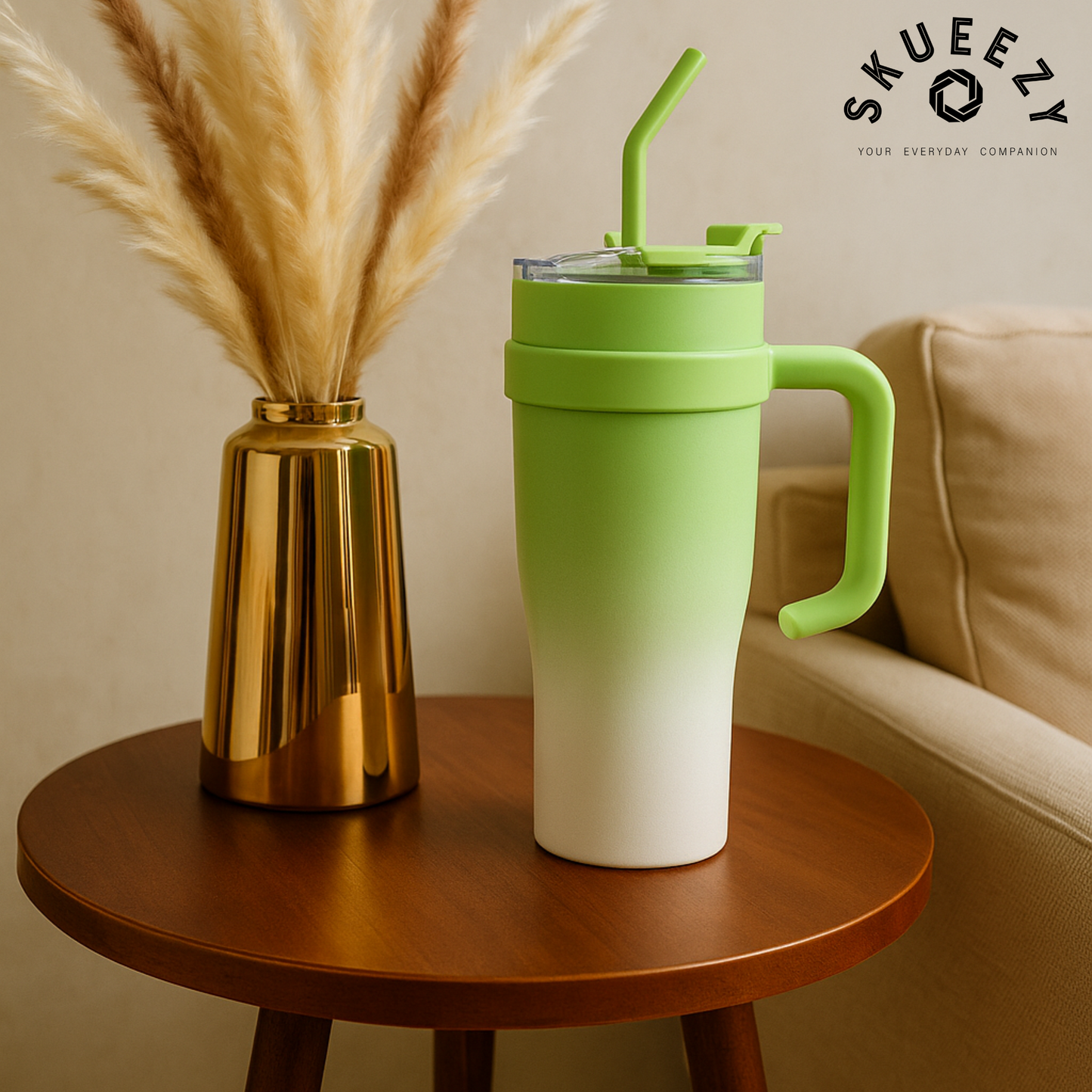 FreshGlow Stainless Steel Tumbler 1200ML with Metal Straw
