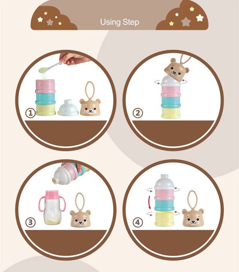 Baby Milk Powder Storage Container Portable Multi-Layer Dispenser