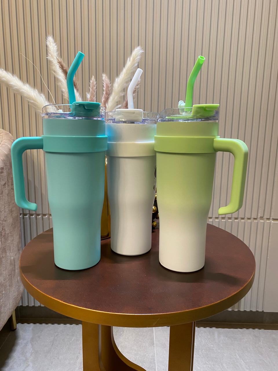 FreshGlow Stainless Steel Tumbler 1200ML with Metal Straw