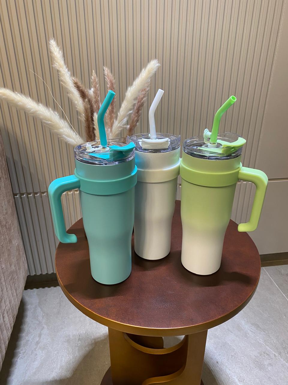 FreshGlow Stainless Steel Tumbler 1200ML with Metal Straw