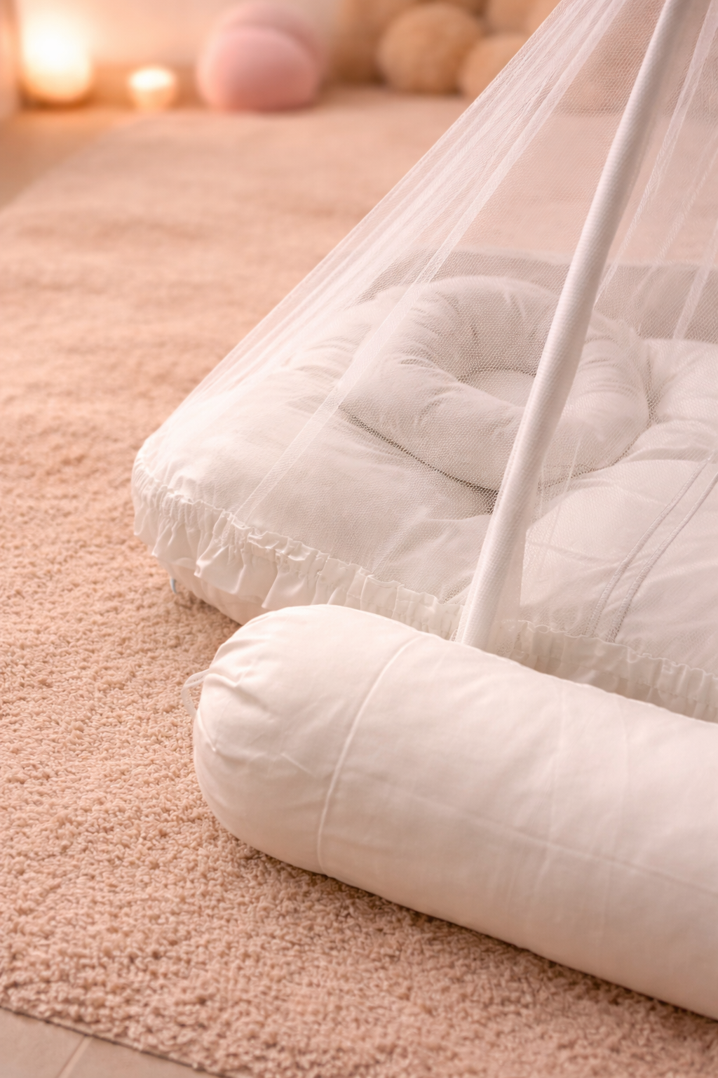 Premium Baby Nest Set – 4 Pcs (Net + Pillows)