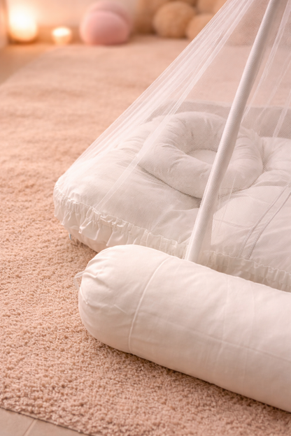 Premium Baby Nest Set – 4 Pcs (Net + Pillows)