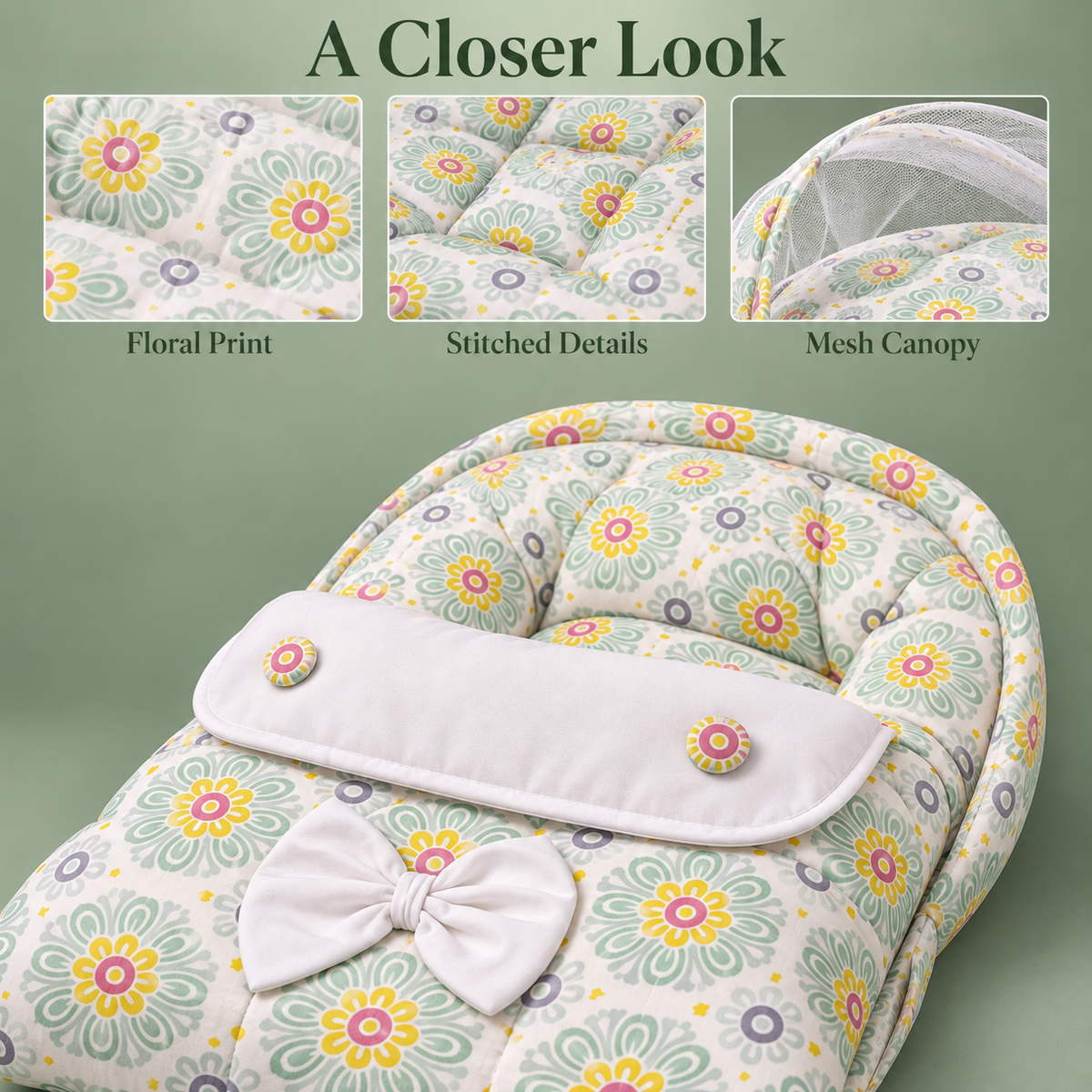 Mint Floral 8-Piece Baby Bedding Set