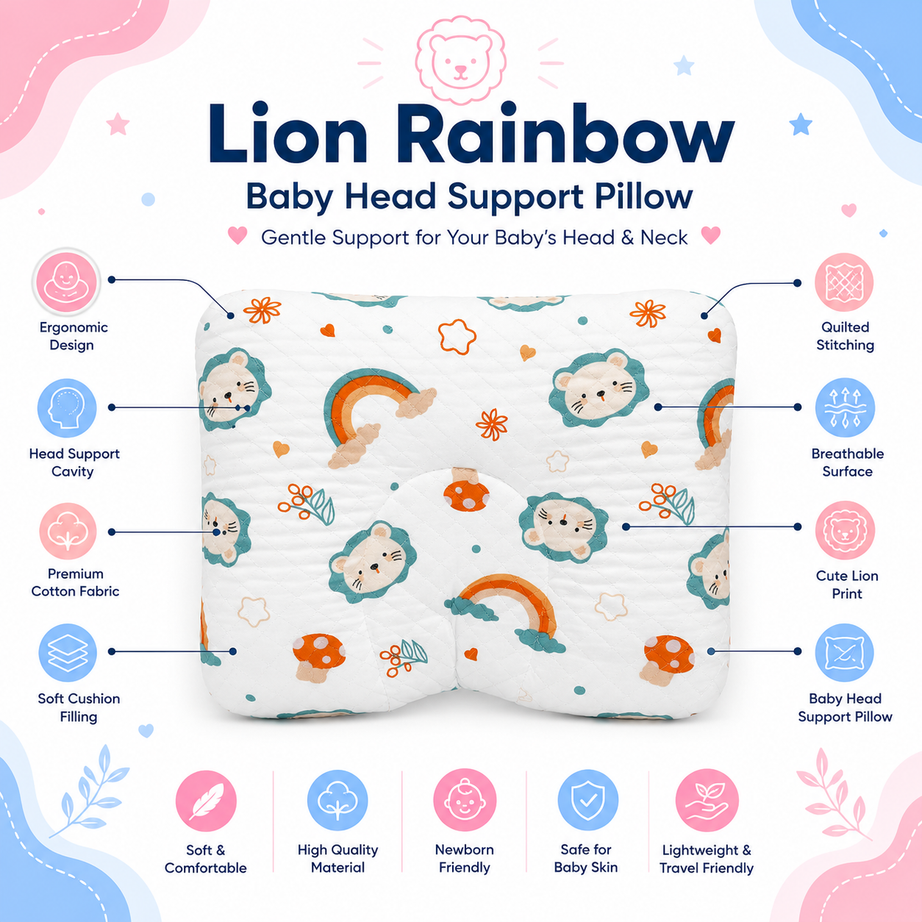 Lion Rainbow Baby Head Support Pillow
