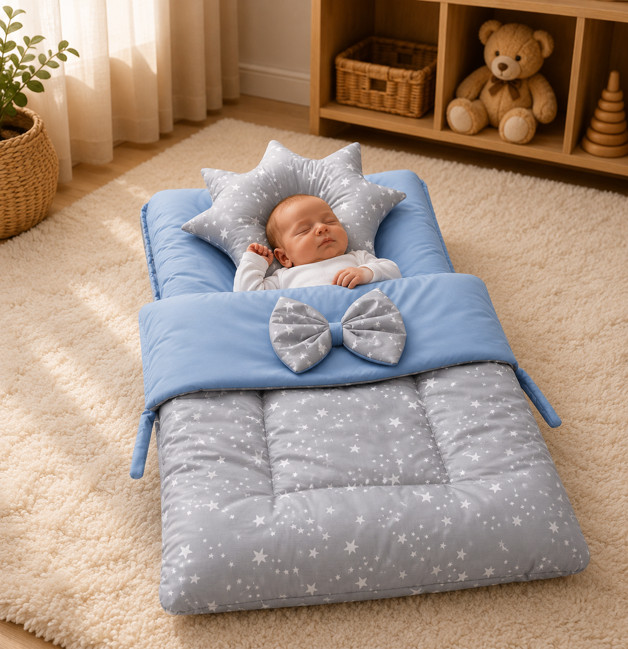 Luxury Blue Baby Nest – Starry Lace Edition