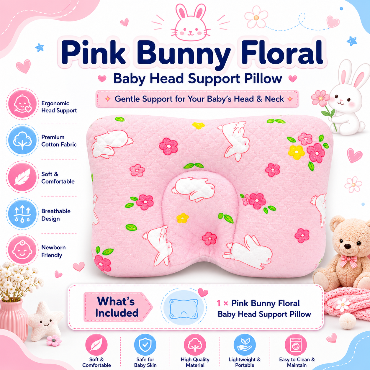Pink Bunny Pillow
