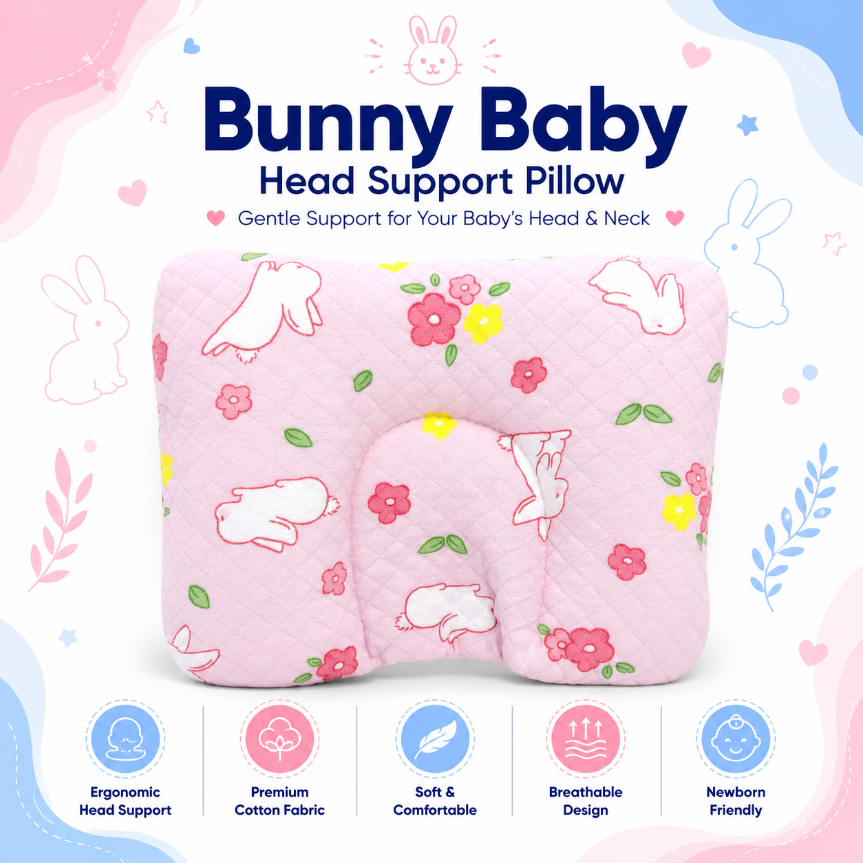 Bunny Baby Head Support Pillow
