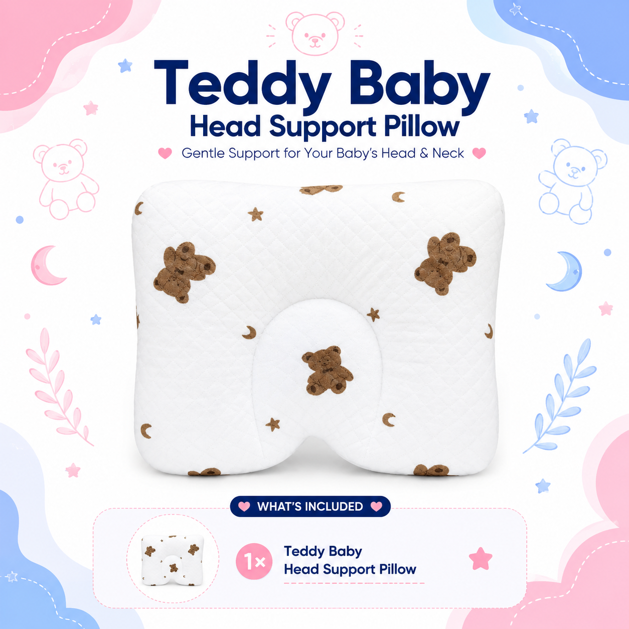 Teddy Baby Head Support Pillow