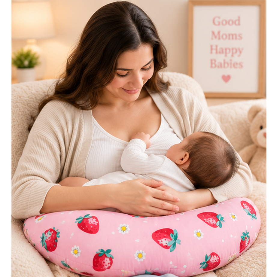 Skueezy Strawberry Print Baby Nursing & Feeding Pillow