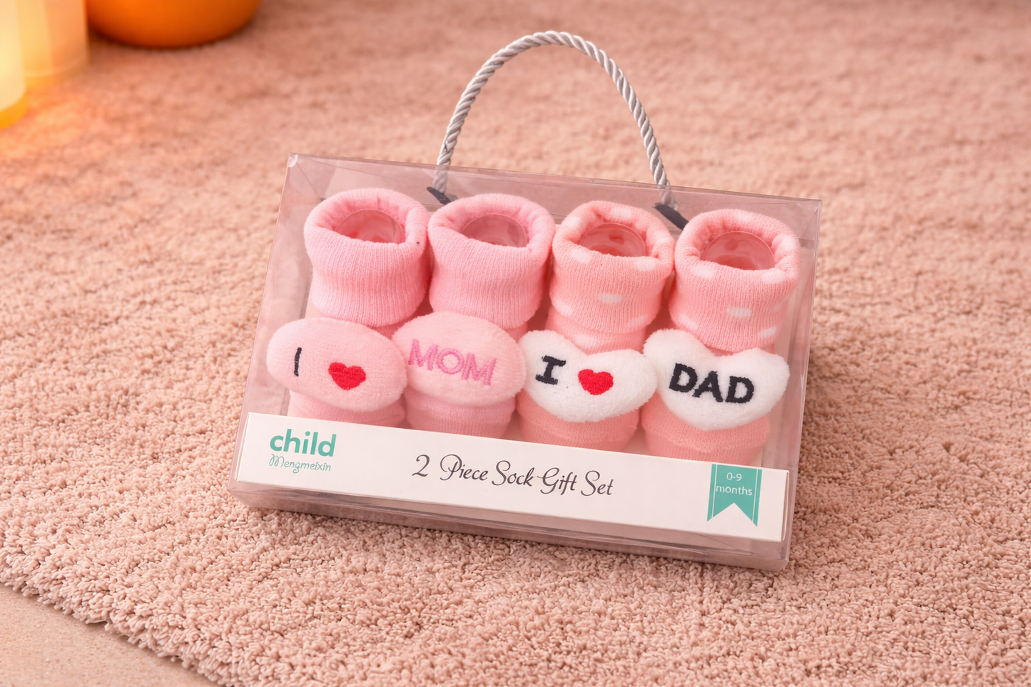 Baby Socks Gift Set “I ❤️ Mom & Dad” 2 Pair Combo Pack
