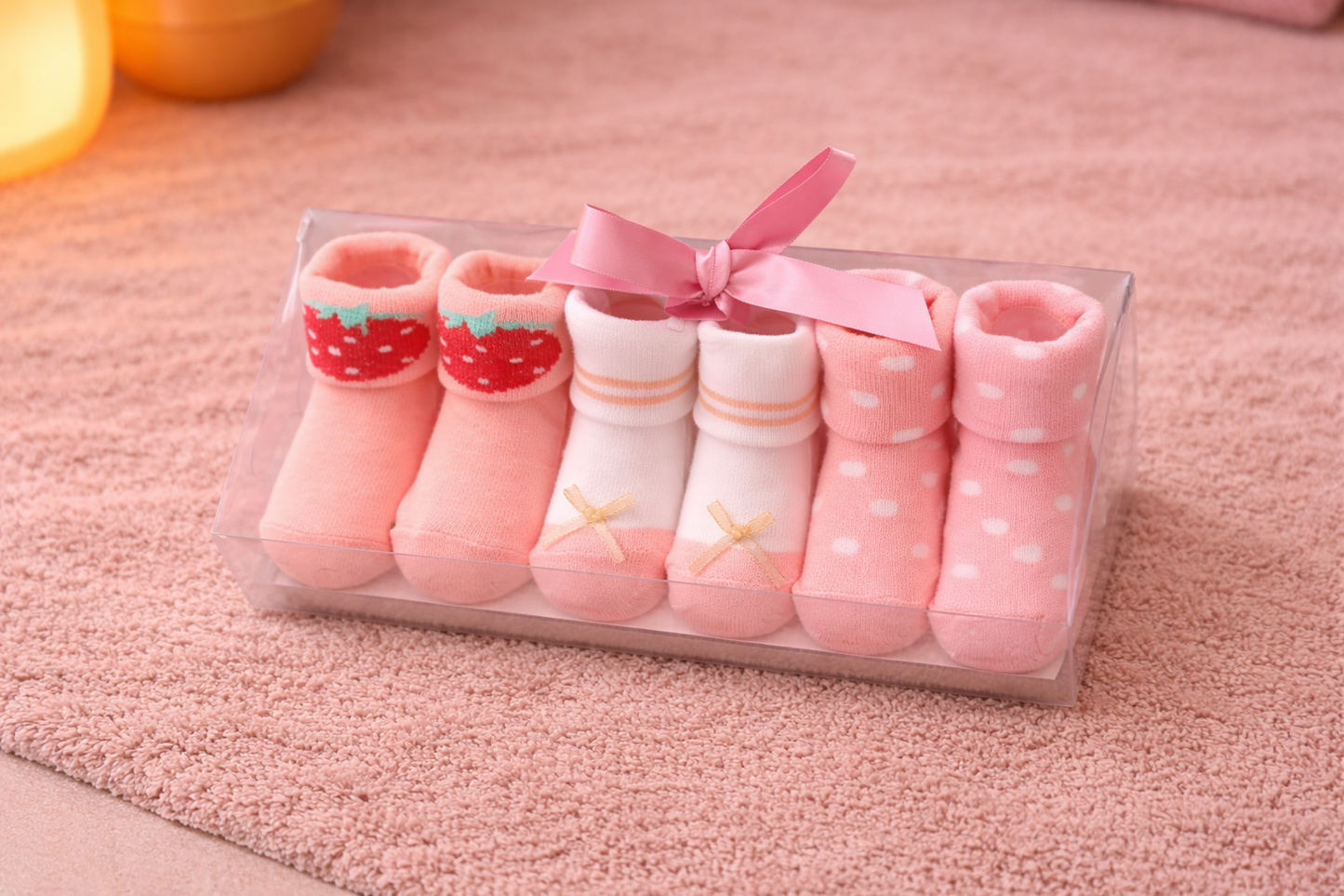 Strawberry, Bow & Polka Dot Design Baby Socks Gift Set