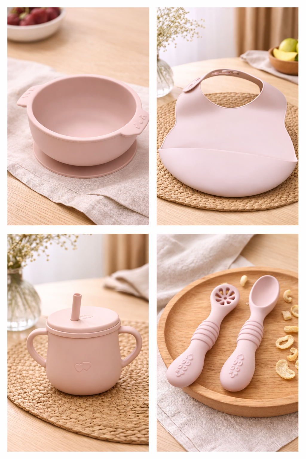 Baby Feeding Set – 6 Pcs Silicone Kit with Plate, Bowl, Cup, Bib & Spoons (BPA Free)