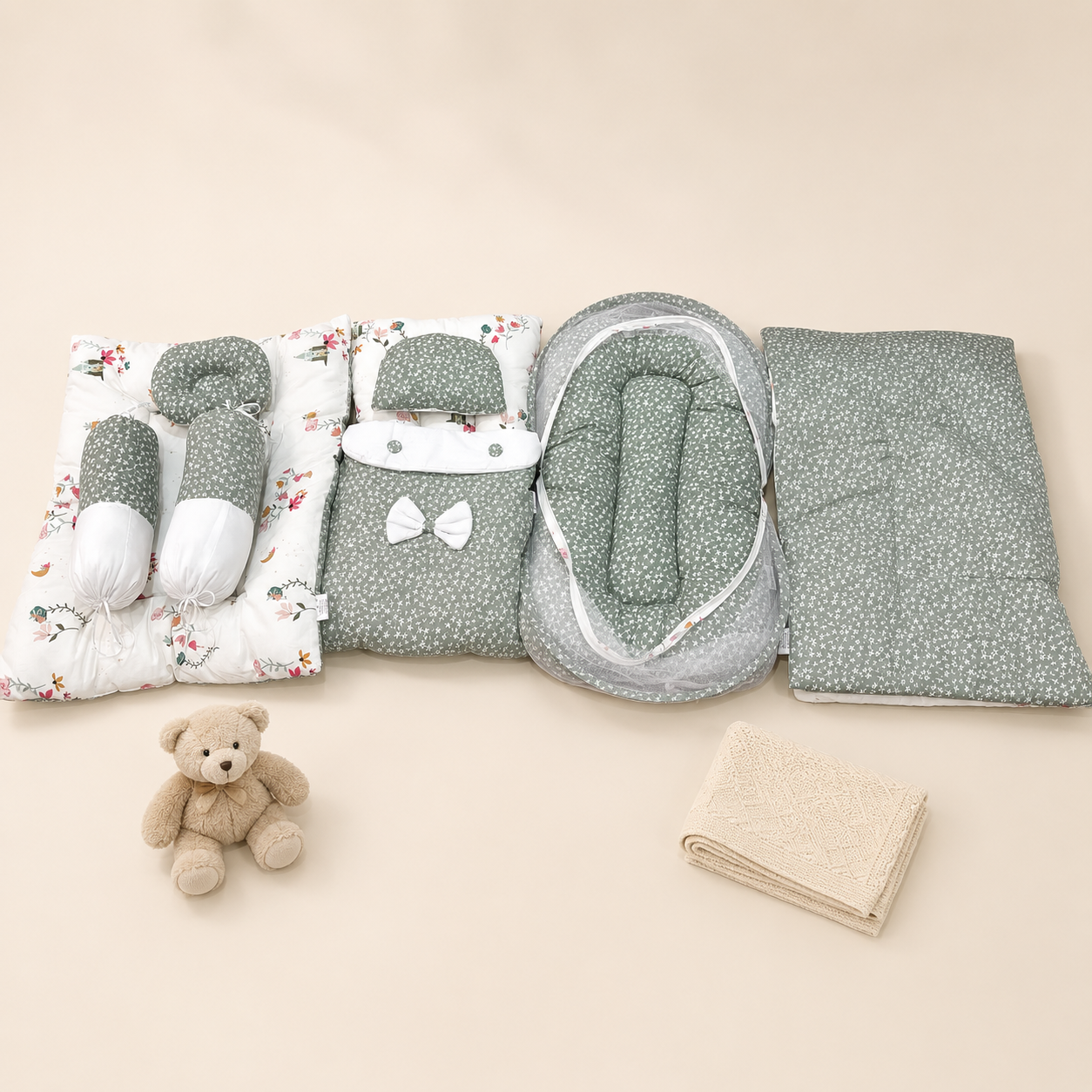 Sage Blossom 8 PCS Baby Bedding Set