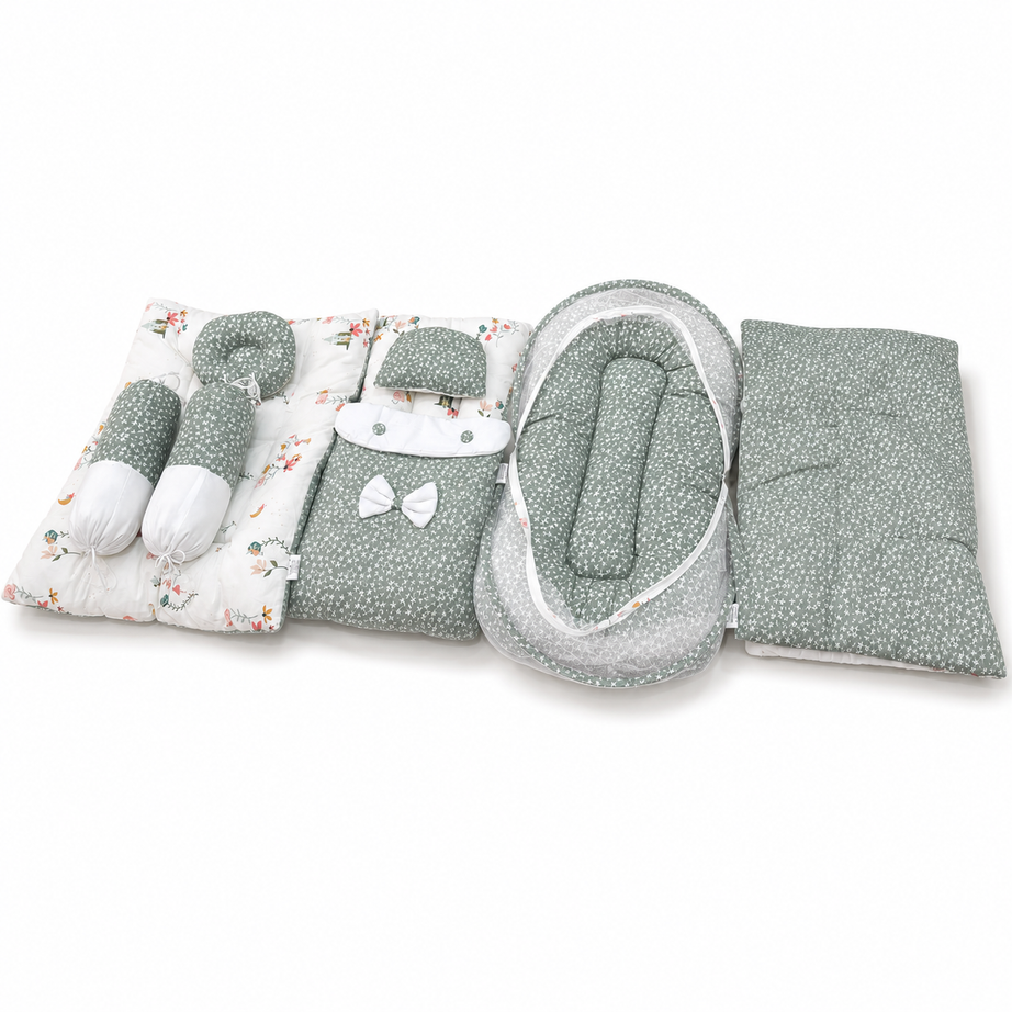 Sage Blossom 8 PCS Baby Bedding Set