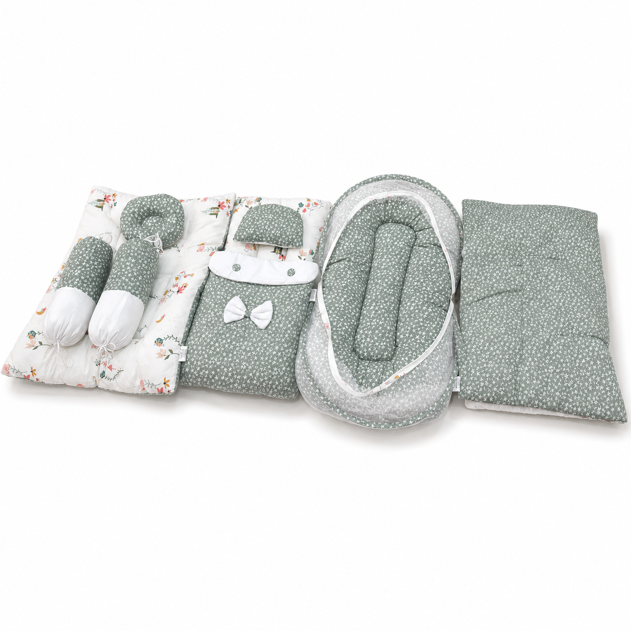 Sage Blossom 8 PCS Baby Bedding Set