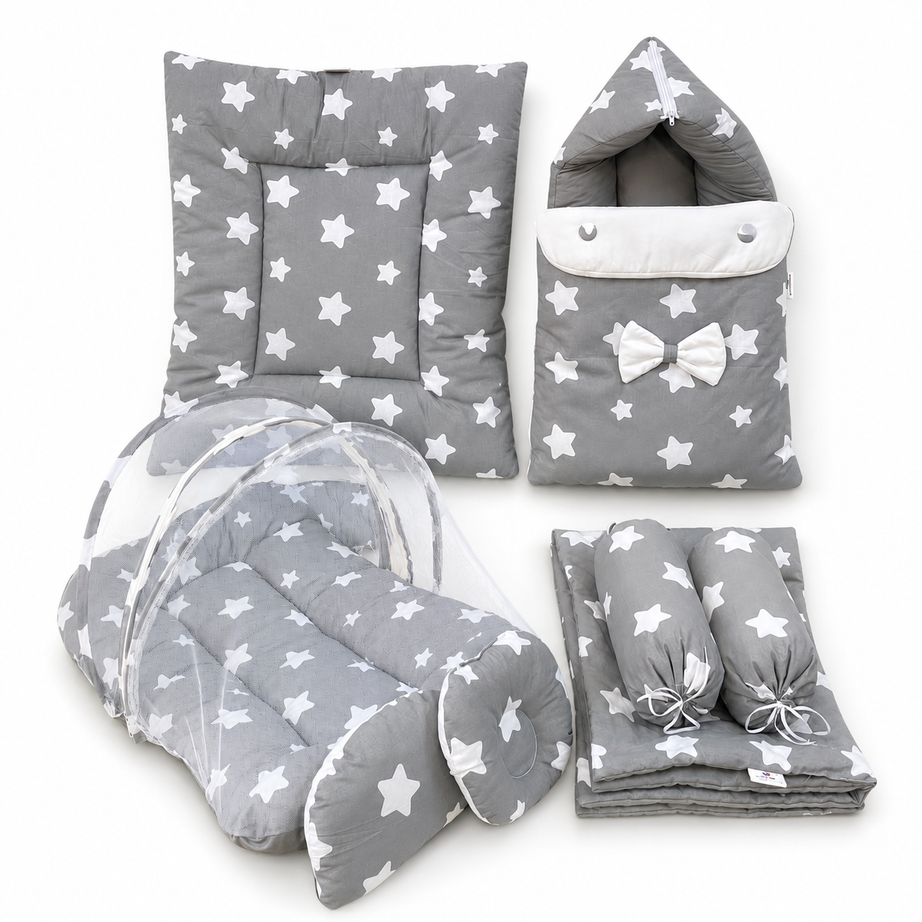 Grey Star 8 PCS Baby Bedding Set