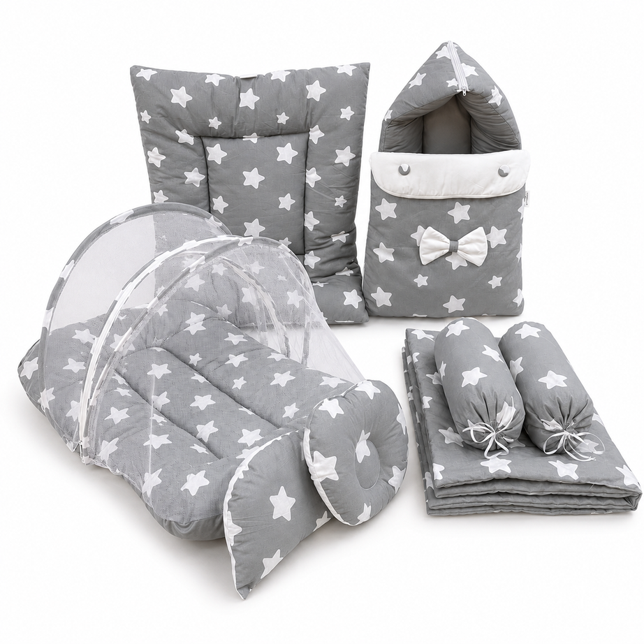 Grey Star 8 PCS Baby Bedding Set