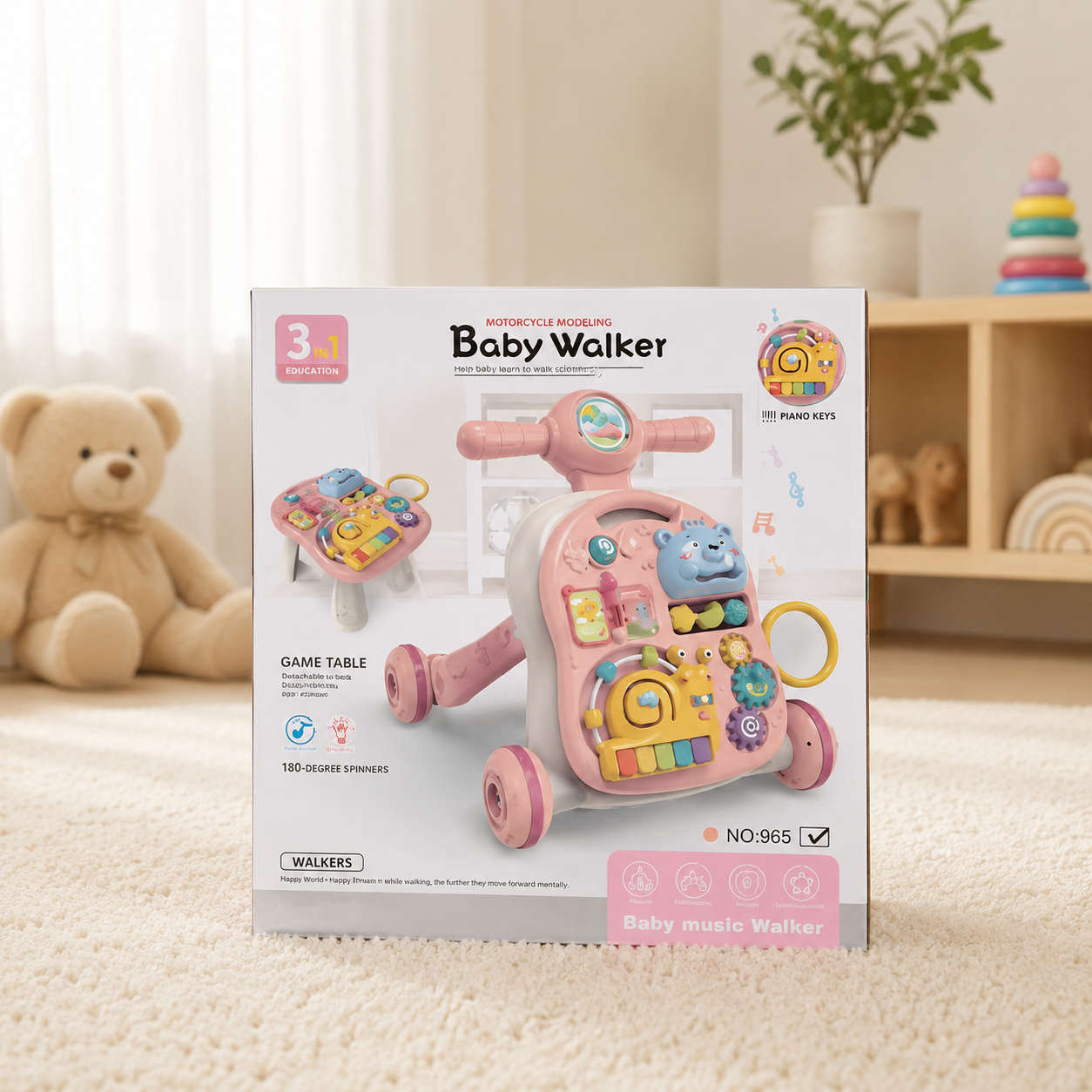 3-in-1 Baby Music Walker