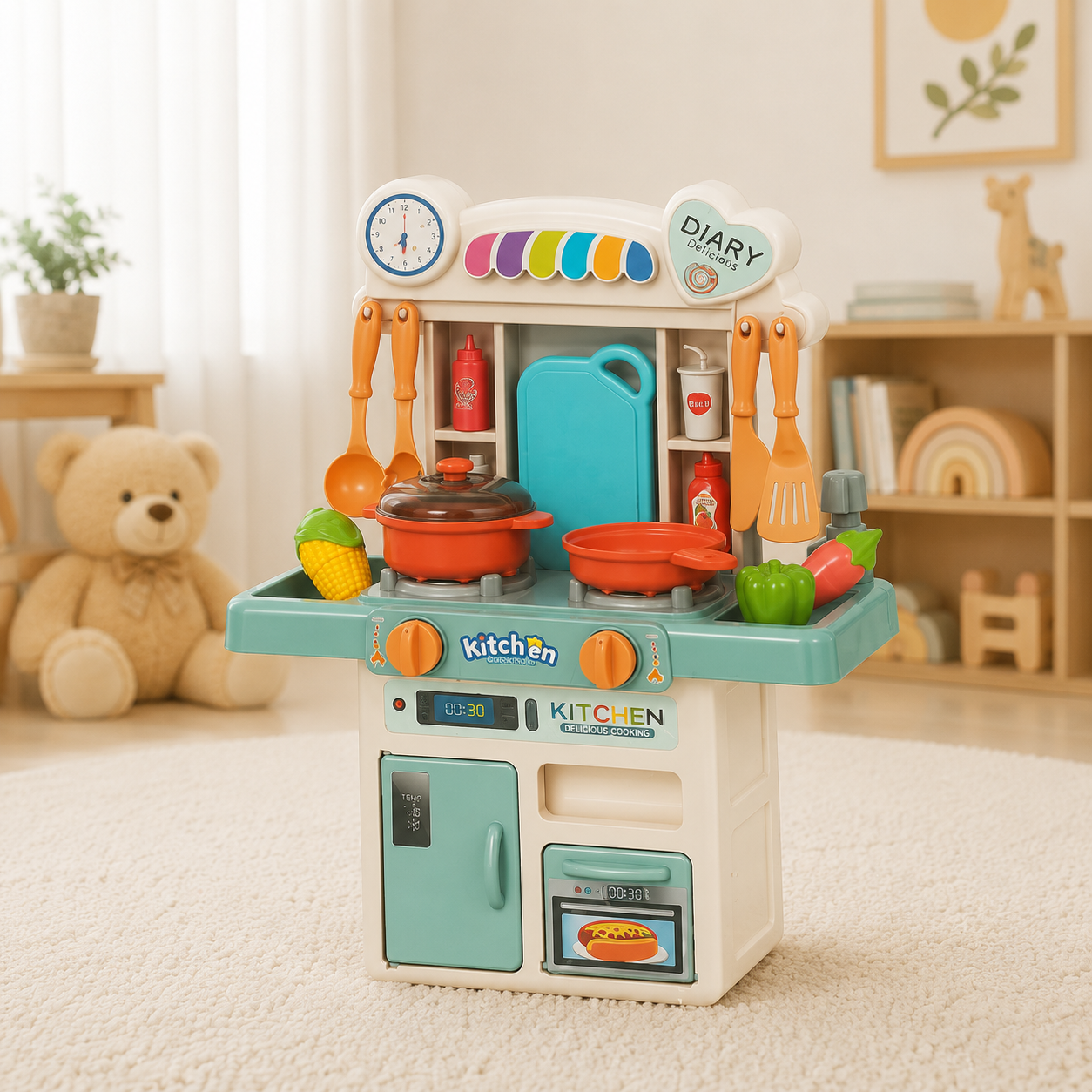Mini Spraying Kitchen Play Set – 33 Accessories