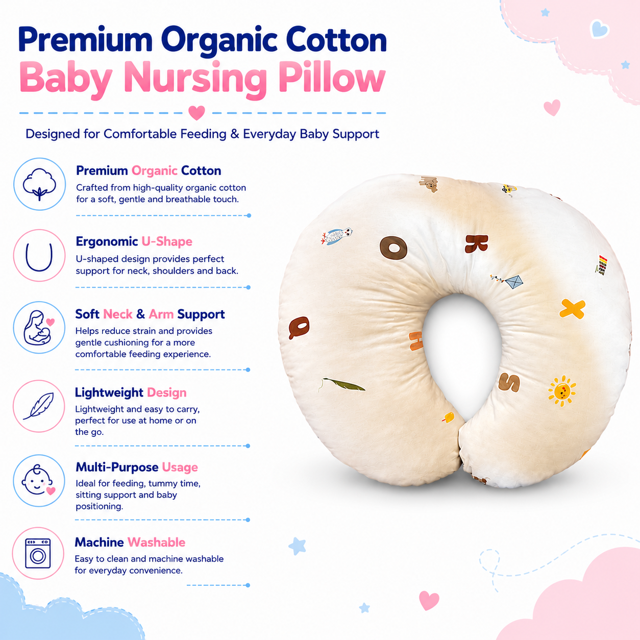 Alphabet Adventure Nursing Pillow