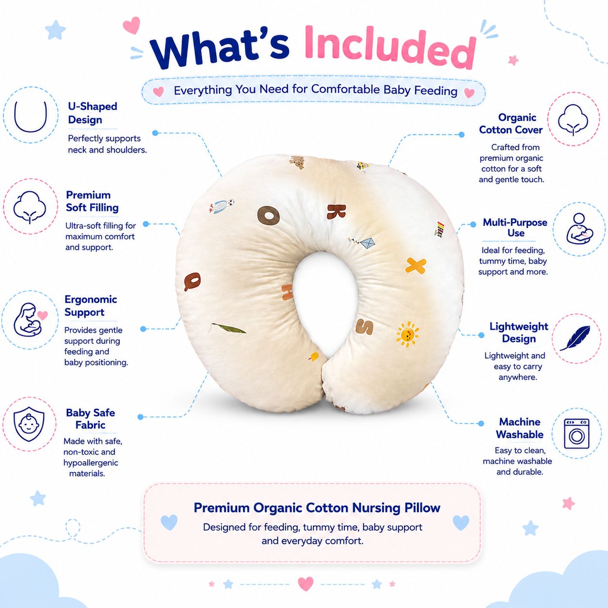 Alphabet Adventure Nursing Pillow