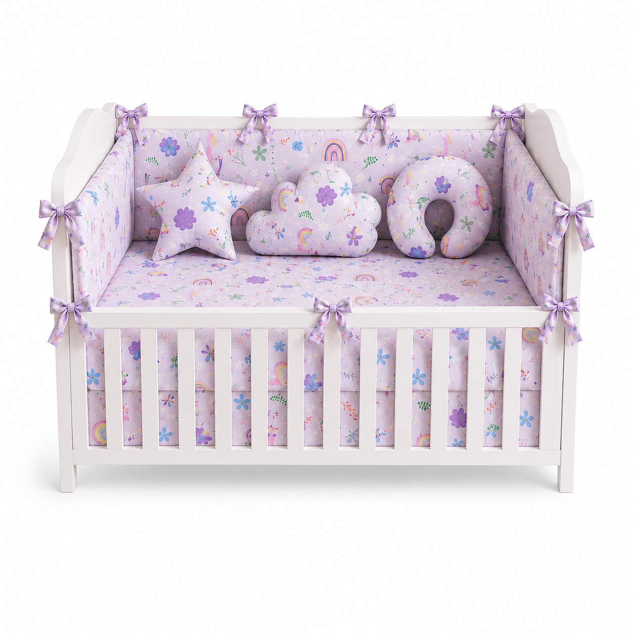 Rainbow Blossom Cot Bedding Set