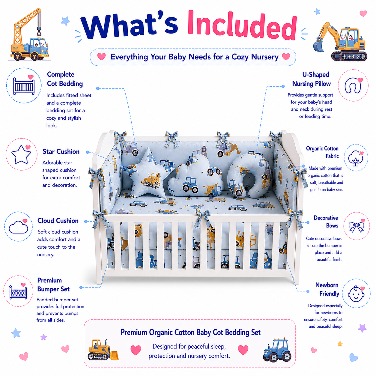 Construction Adventure Cot Bedding Set