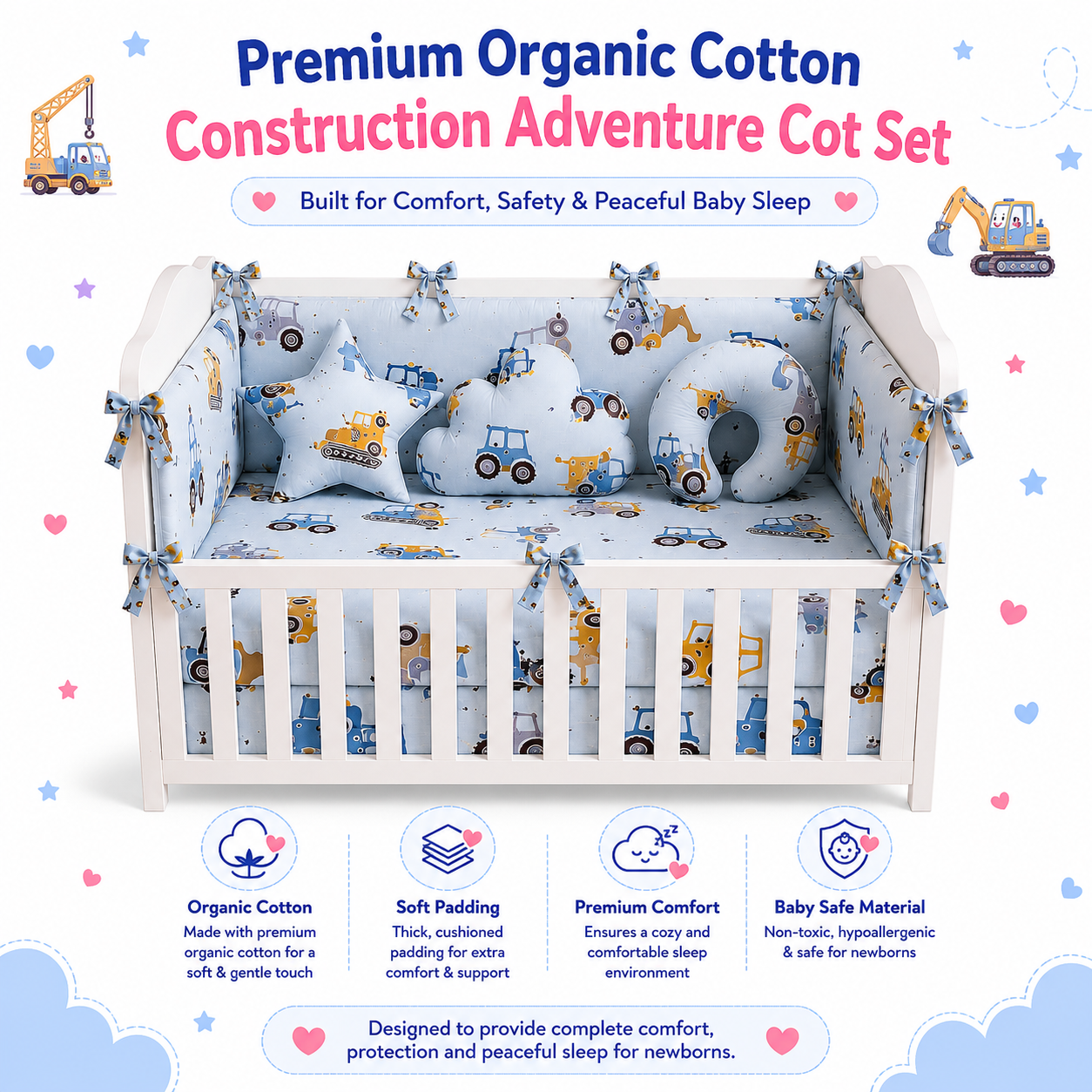 Construction Adventure Cot Bedding Set