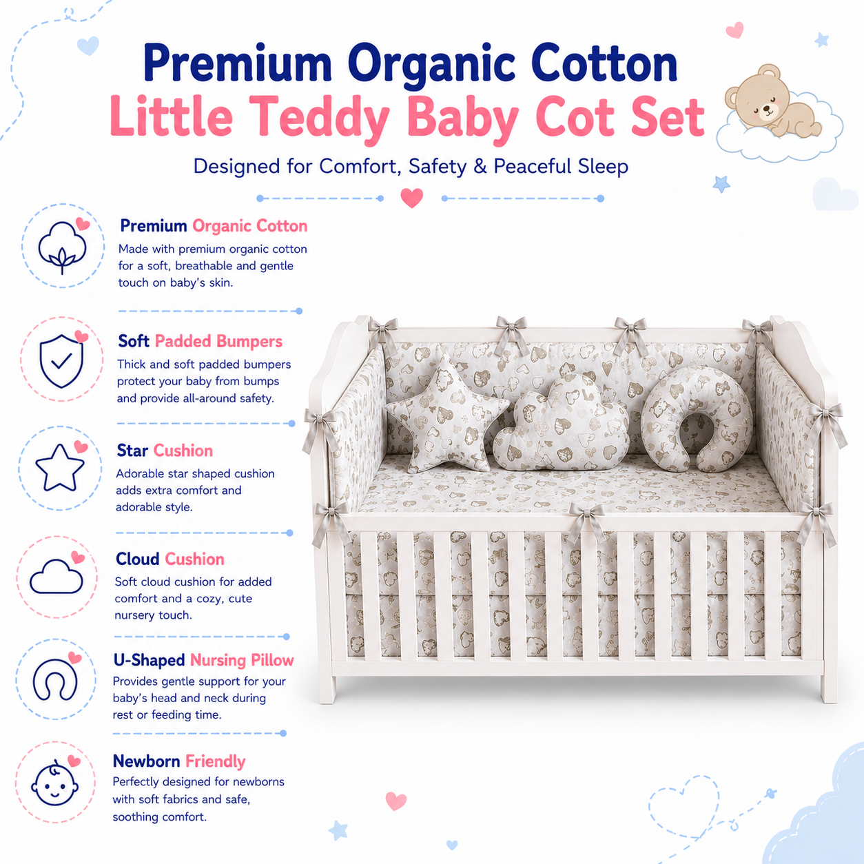 Little Teddy Cot Bedding Set