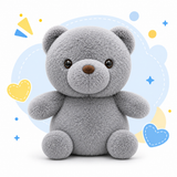 Grey Teddy Bear Plush Toy with Rose