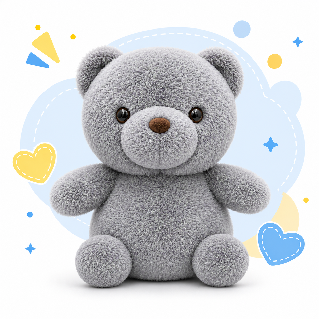 Grey Teddy Bear Plush Toy with Rose