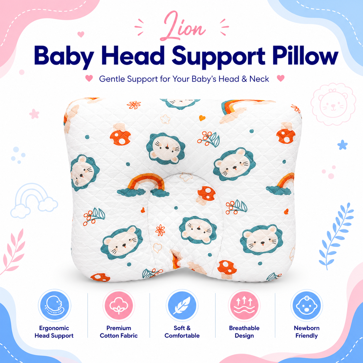 Lion Baby Head Support Pillow