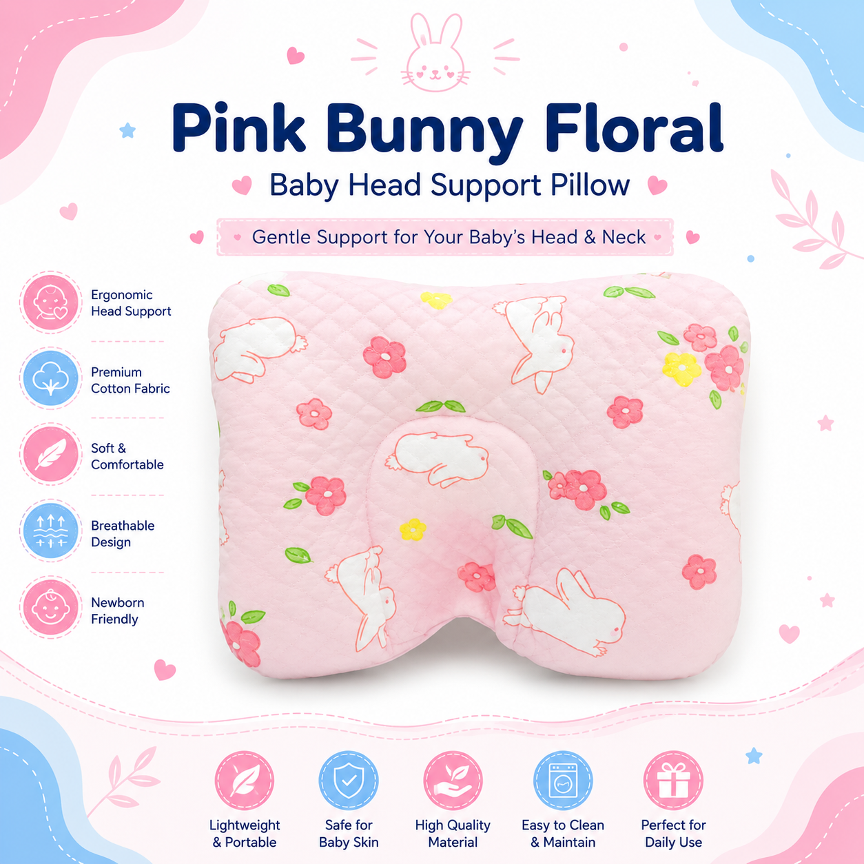 Pink Bunny Pillow