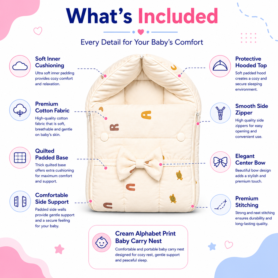 Cream Alphabet Print Carry Nest