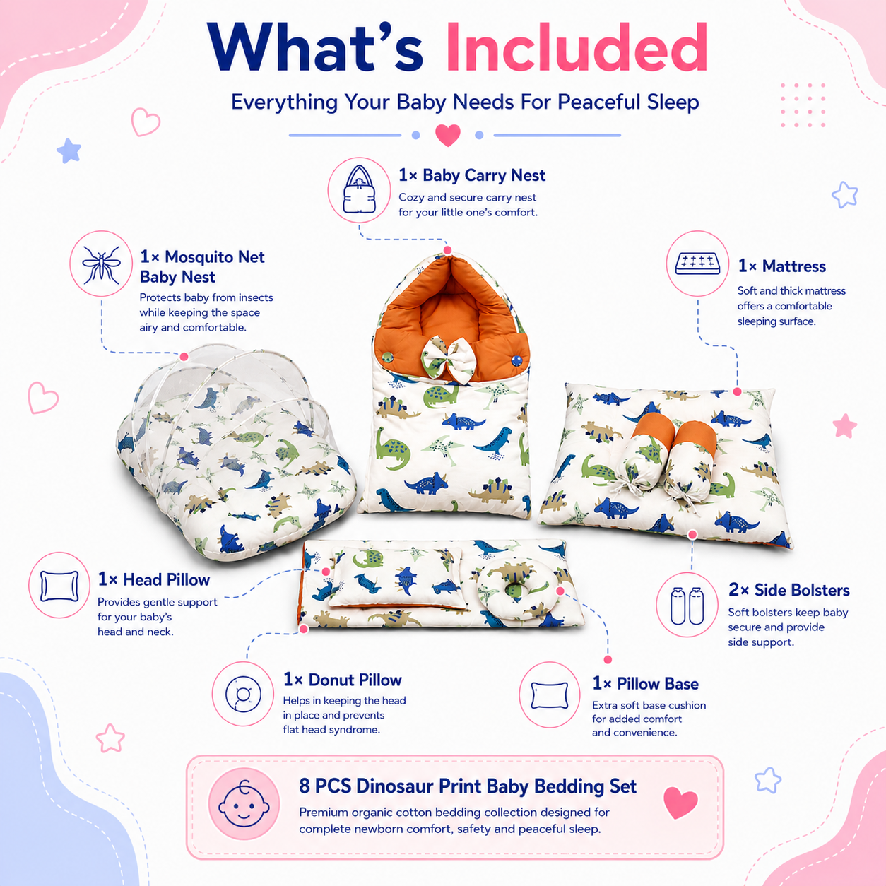 Dinosaur 8 Pcs Bedding Set
