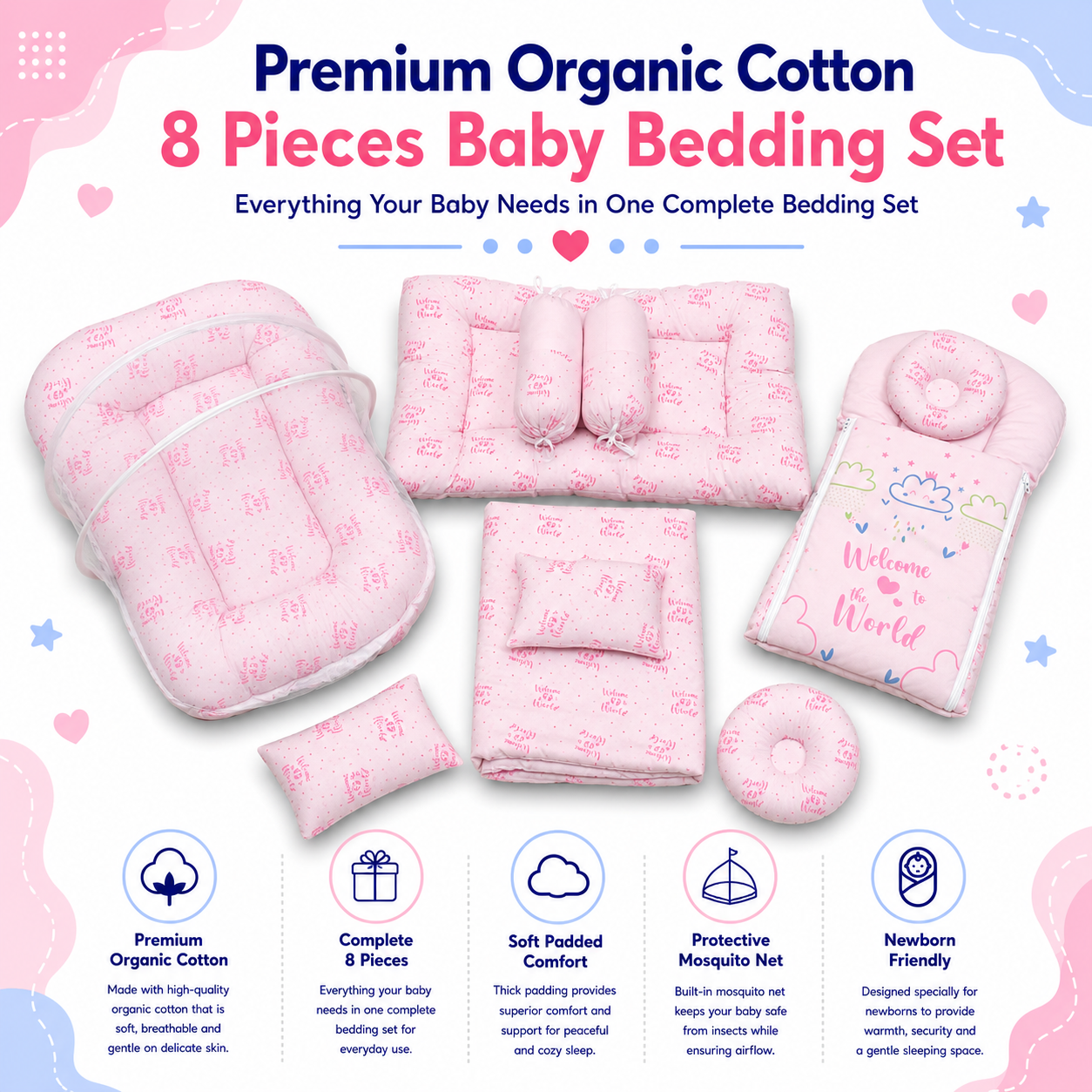 Welcome Little 8 Pcs Bedding Set