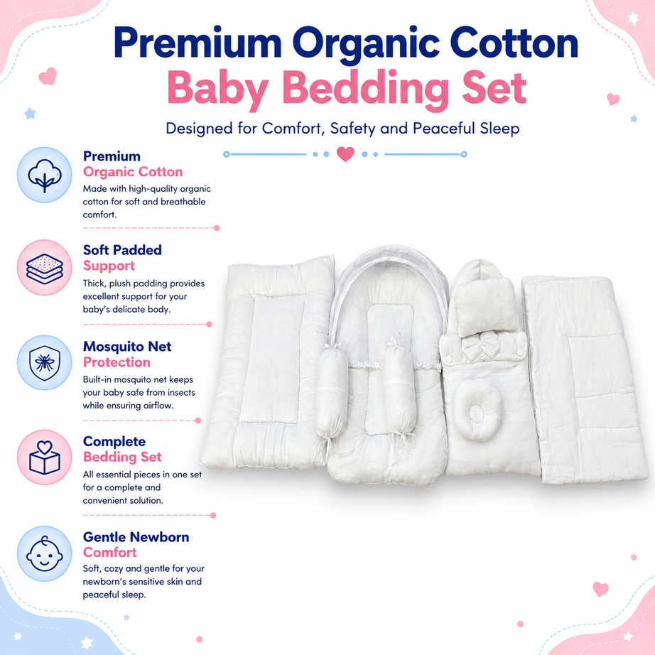 White 8 Pcs Bedding Set
