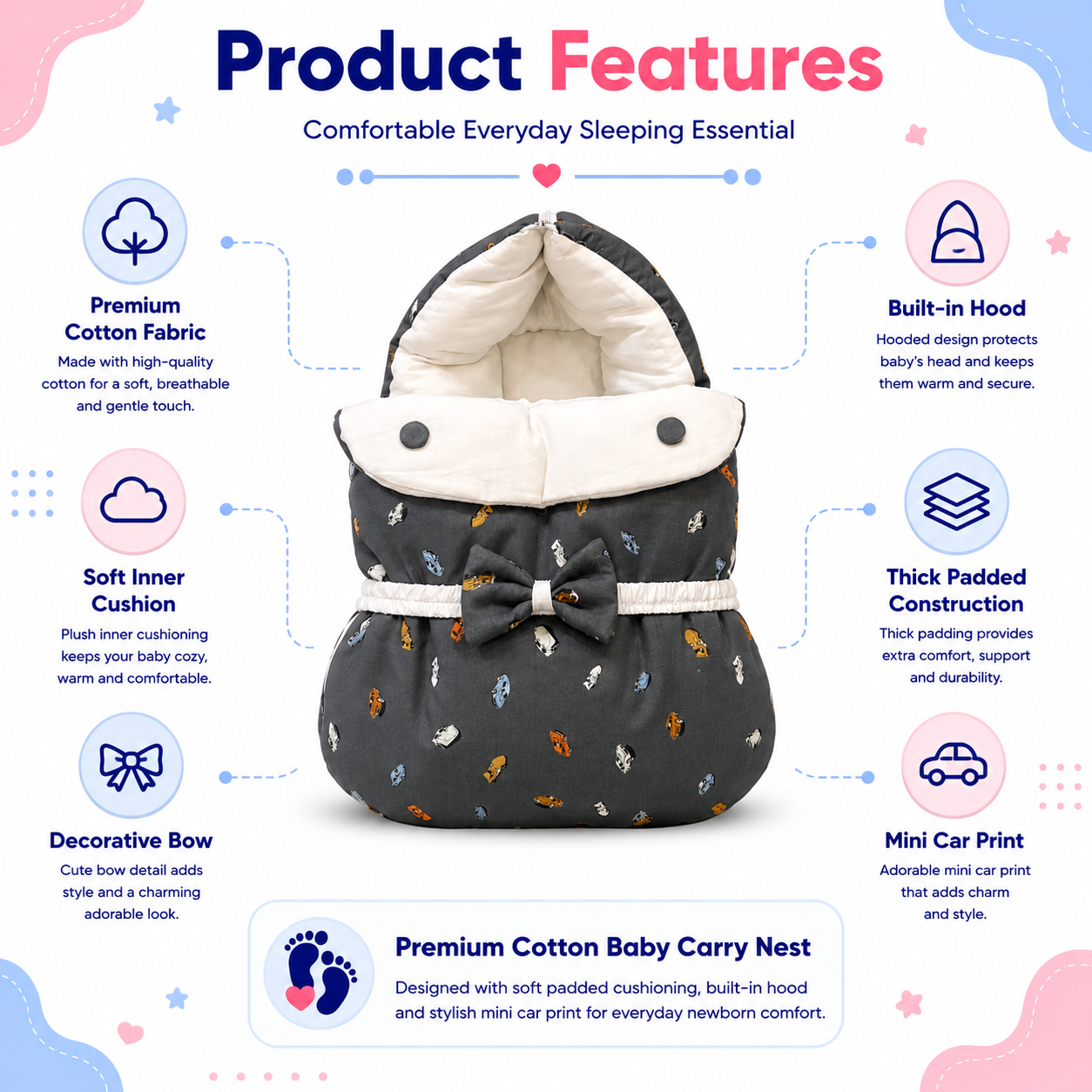 Grey Car Carry Nest